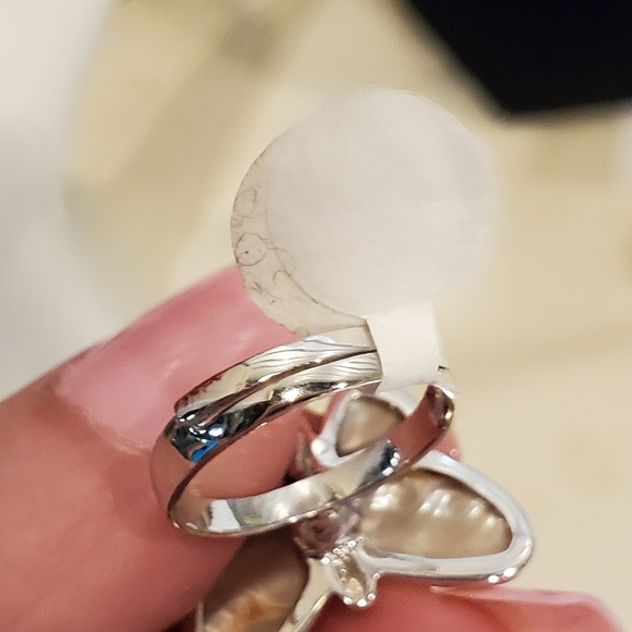 STERLING SILVER STAMPED 925 ABALONE BUTTERFLY RING - Picture 5 of 7